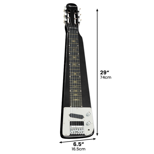 Karrera 29in 6-String Lap Steel Hawaiian Guitar - Black Karrera