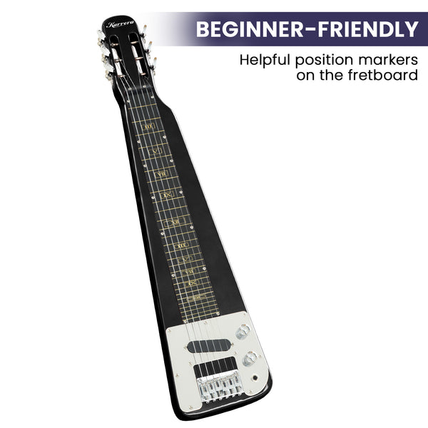 Karrera 29in 6-String Lap Steel Hawaiian Guitar - Black Karrera