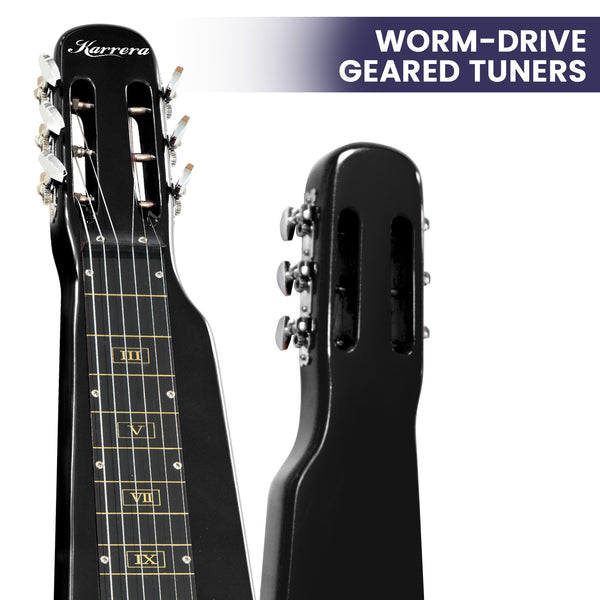 Karrera 29in 6-String Lap Steel Hawaiian Guitar - Black Karrera