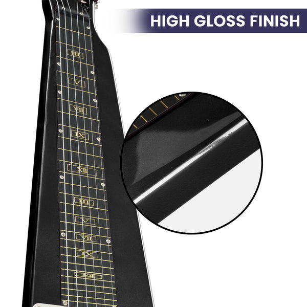 Karrera 29in 6-String Lap Steel Hawaiian Guitar - Black Karrera