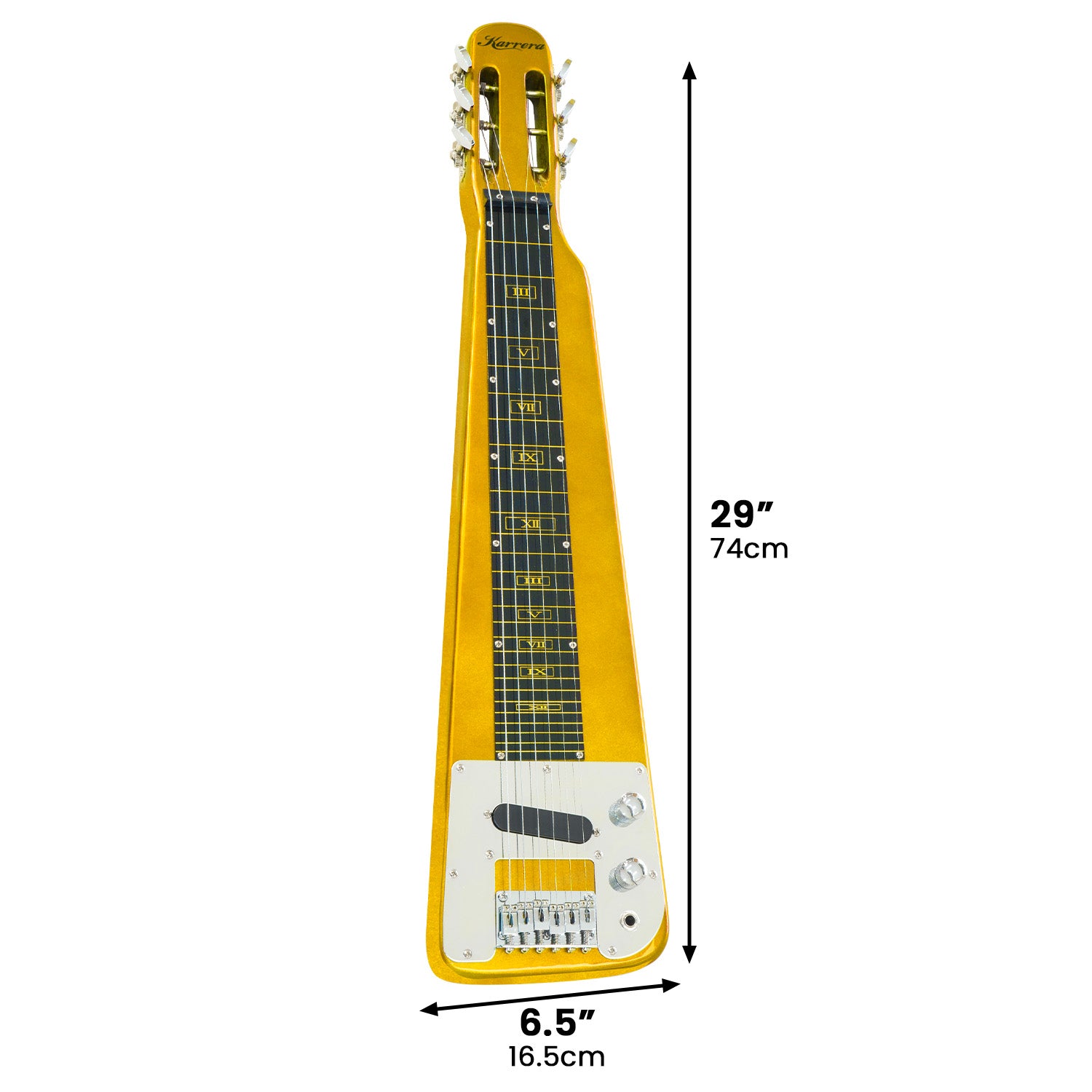 Karrera 29in 6-String Lap Steel Hawaiian Guitar - Metallic Gold Karrera