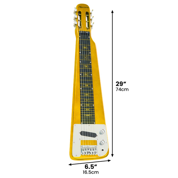 Karrera 29in 6-String Lap Steel Hawaiian Guitar - Metallic Gold Karrera