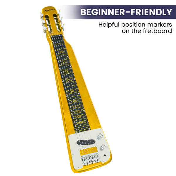 Karrera 29in 6-String Lap Steel Hawaiian Guitar - Metallic Gold Karrera