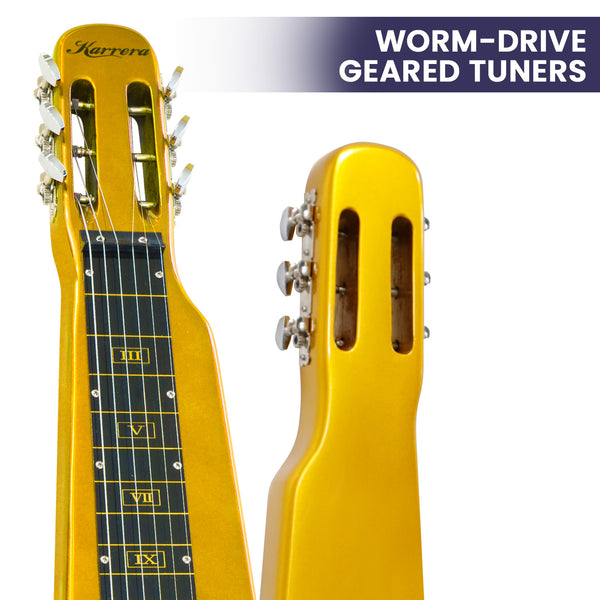 Karrera 29in 6-String Lap Steel Hawaiian Guitar - Metallic Gold Karrera