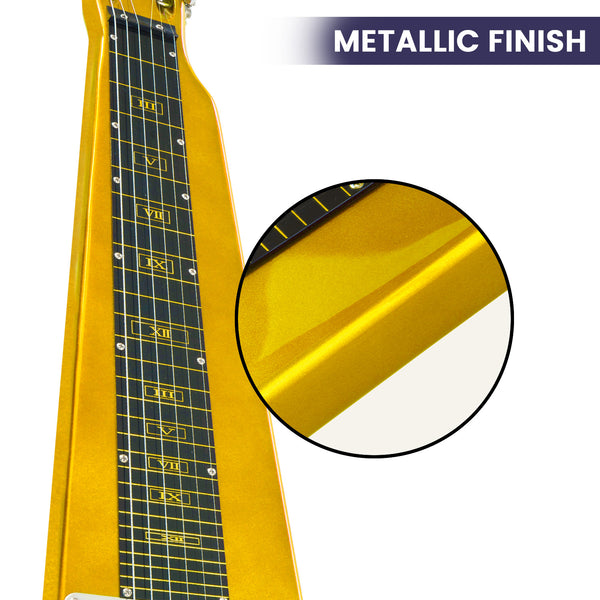Karrera 29in 6-String Lap Steel Hawaiian Guitar - Metallic Gold Karrera