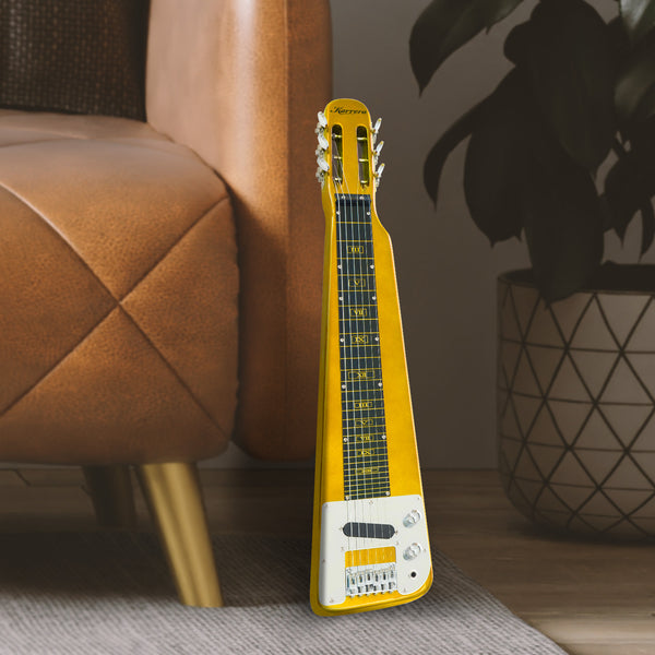 Karrera 29in 6-String Lap Steel Hawaiian Guitar - Metallic Gold Karrera