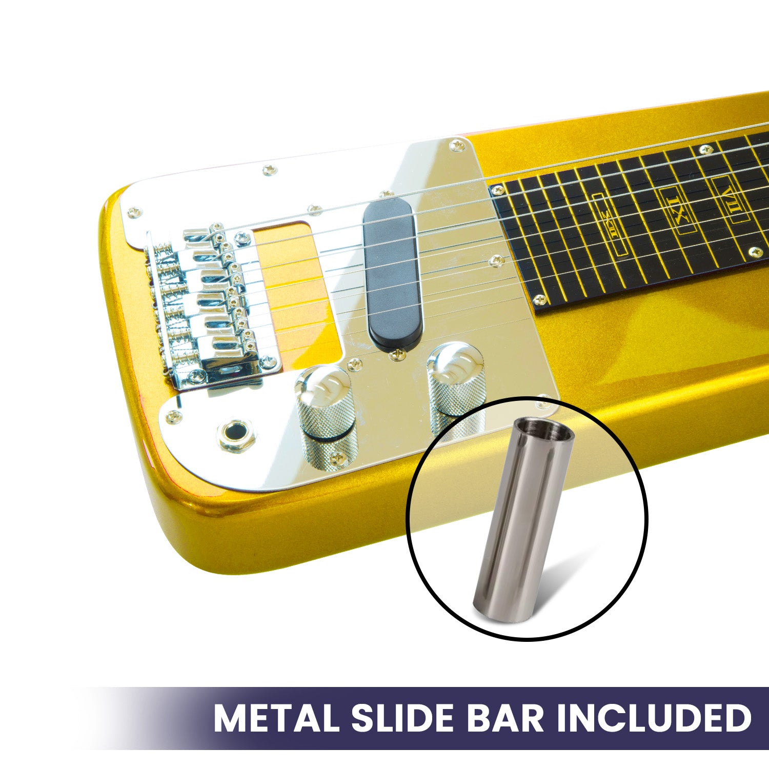 Karrera 29in 6-String Lap Steel Hawaiian Guitar - Metallic Gold Karrera