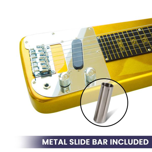 Karrera 29in 6-String Lap Steel Hawaiian Guitar - Metallic Gold Karrera