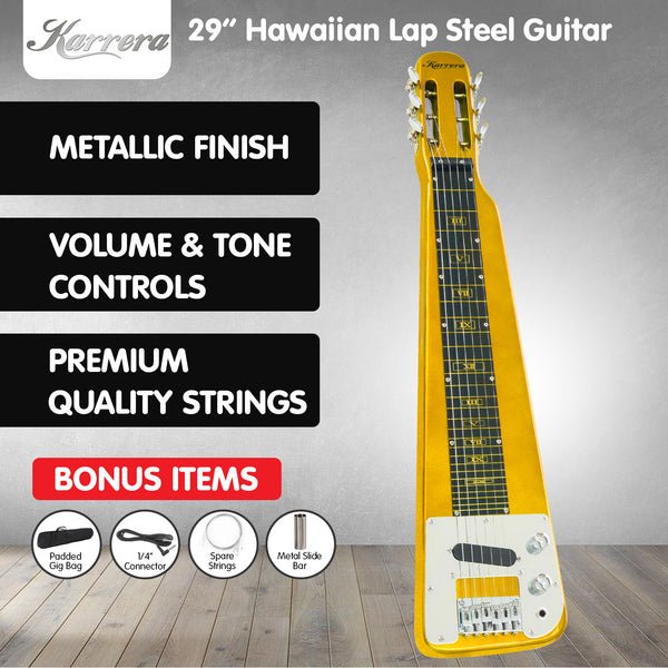 Karrera 29in 6-String Lap Steel Hawaiian Guitar - Metallic Gold Karrera