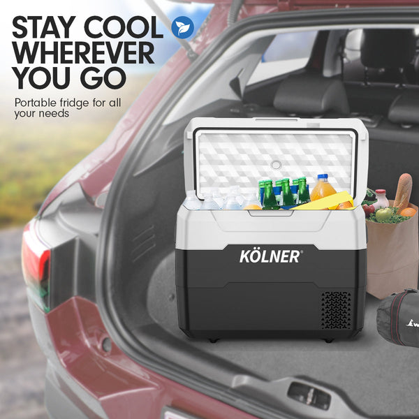 Kolner 40l Fridge Freezer Cooler 12/24/240v Camping Portable Esky Refrigerator - Black Does not apply