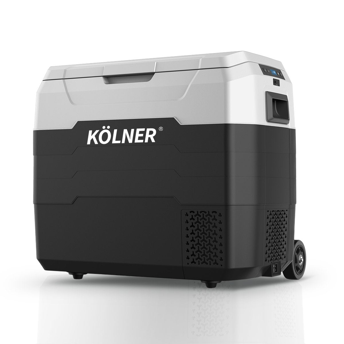 Kolner 50l Fridge Freezer Cooler 12/24/240v Camping Portable Refrigerator With Trolley - Black Does not apply