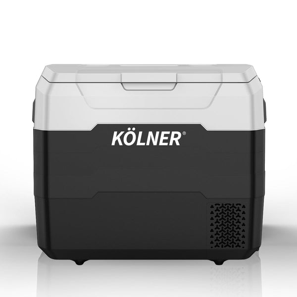 Kolner 50l Fridge Freezer Cooler 12/24/240v Camping Portable Refrigerator With Trolley - Black Does not apply