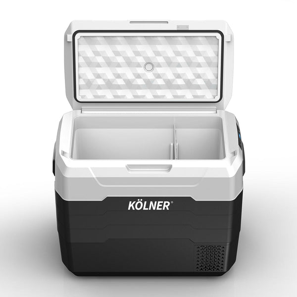 Kolner 50l Fridge Freezer Cooler 12/24/240v Camping Portable Refrigerator With Trolley - Black Does not apply