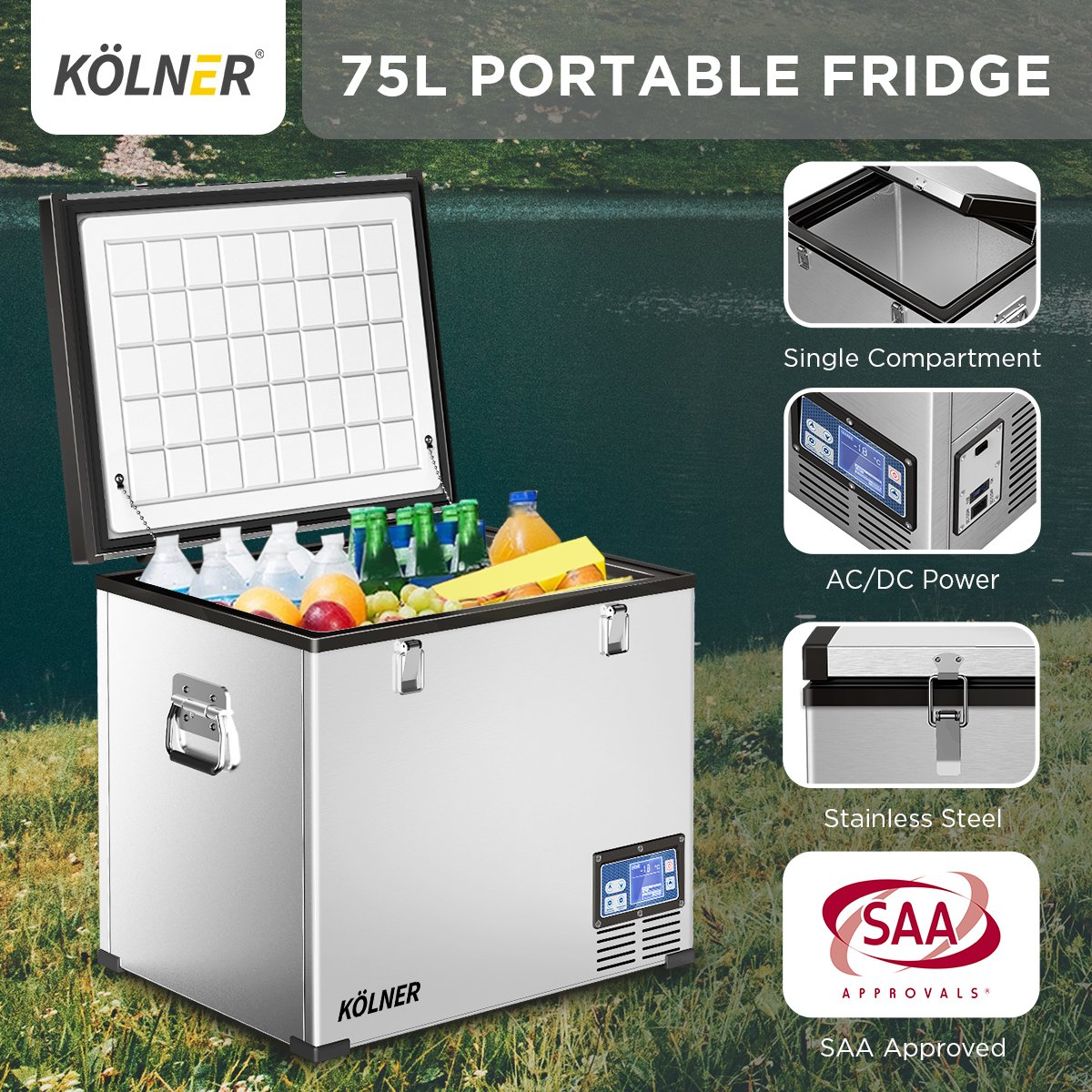 Kolner 75l Portable Fridge Chest Freezer With Lcd Panel - Rv Vehicle Camping Refrigerator Does not apply