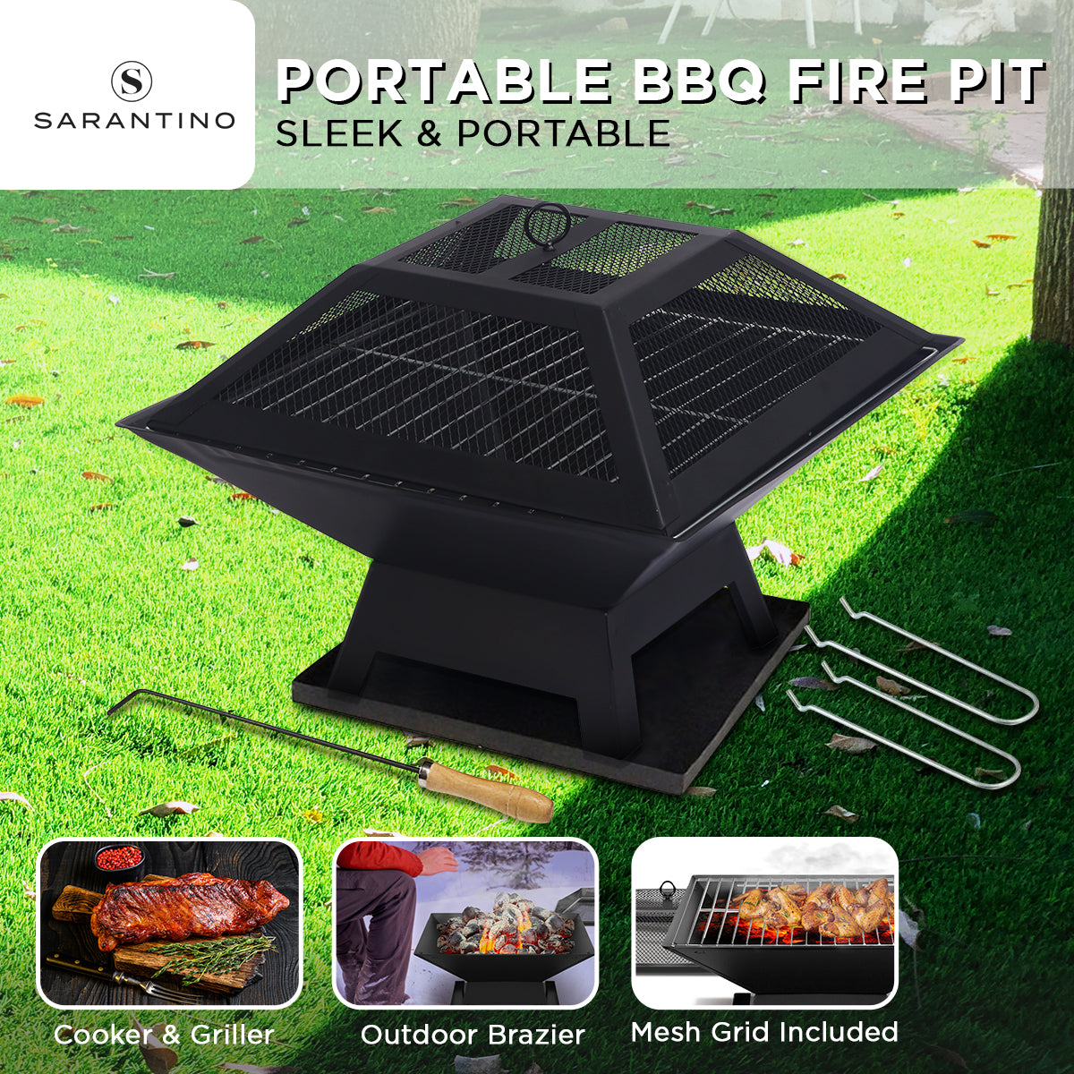 Wallaroo Portable Outdoor Fire Pit for BBQ, Grilling, Cooking, Camping Wallaroo