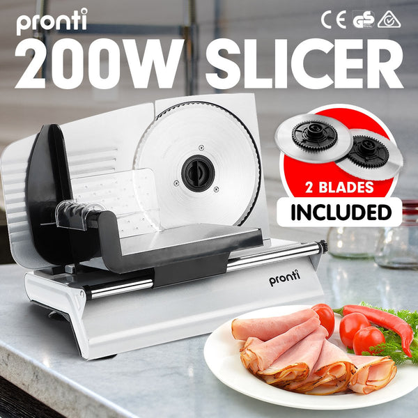 Pronti Deli and Food Electric Meat Slicer 200W Blades Processor Pronti