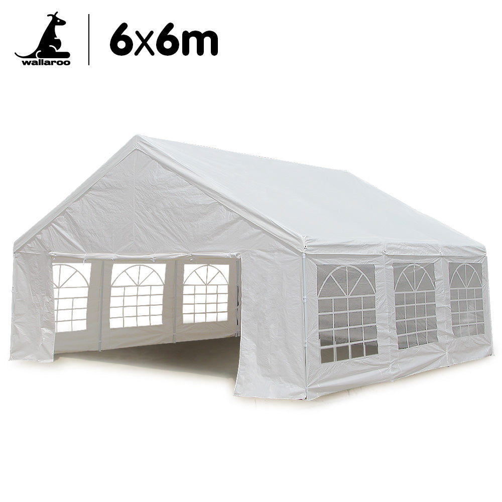 Wallaroo 6x6m Outdoor Event Marquee Gazebo Party Wedding Tent - White Wallaroo