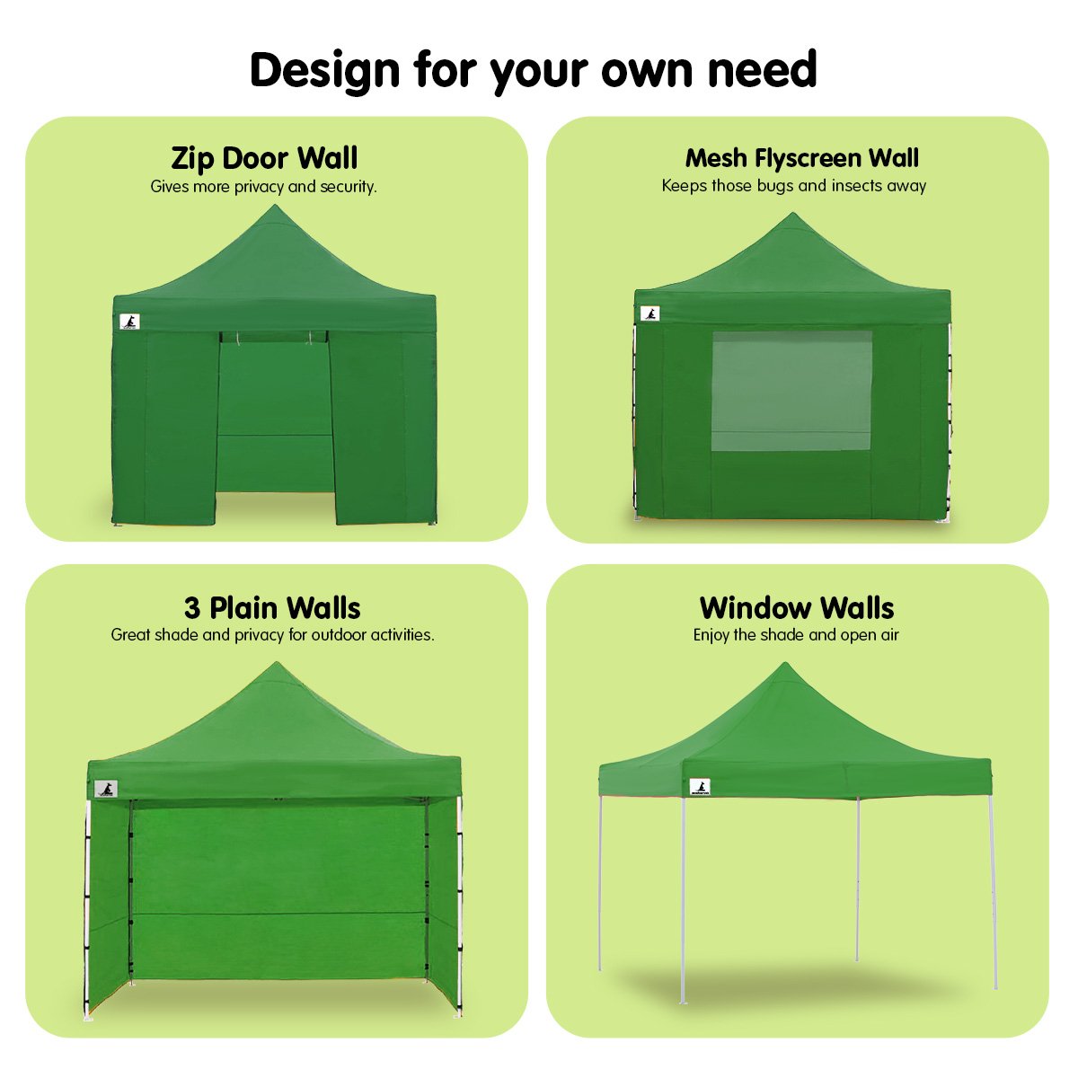 Wallaroo Gazebo Tent Marquee 3x3 Popup Outdoor - Green Wallaroo