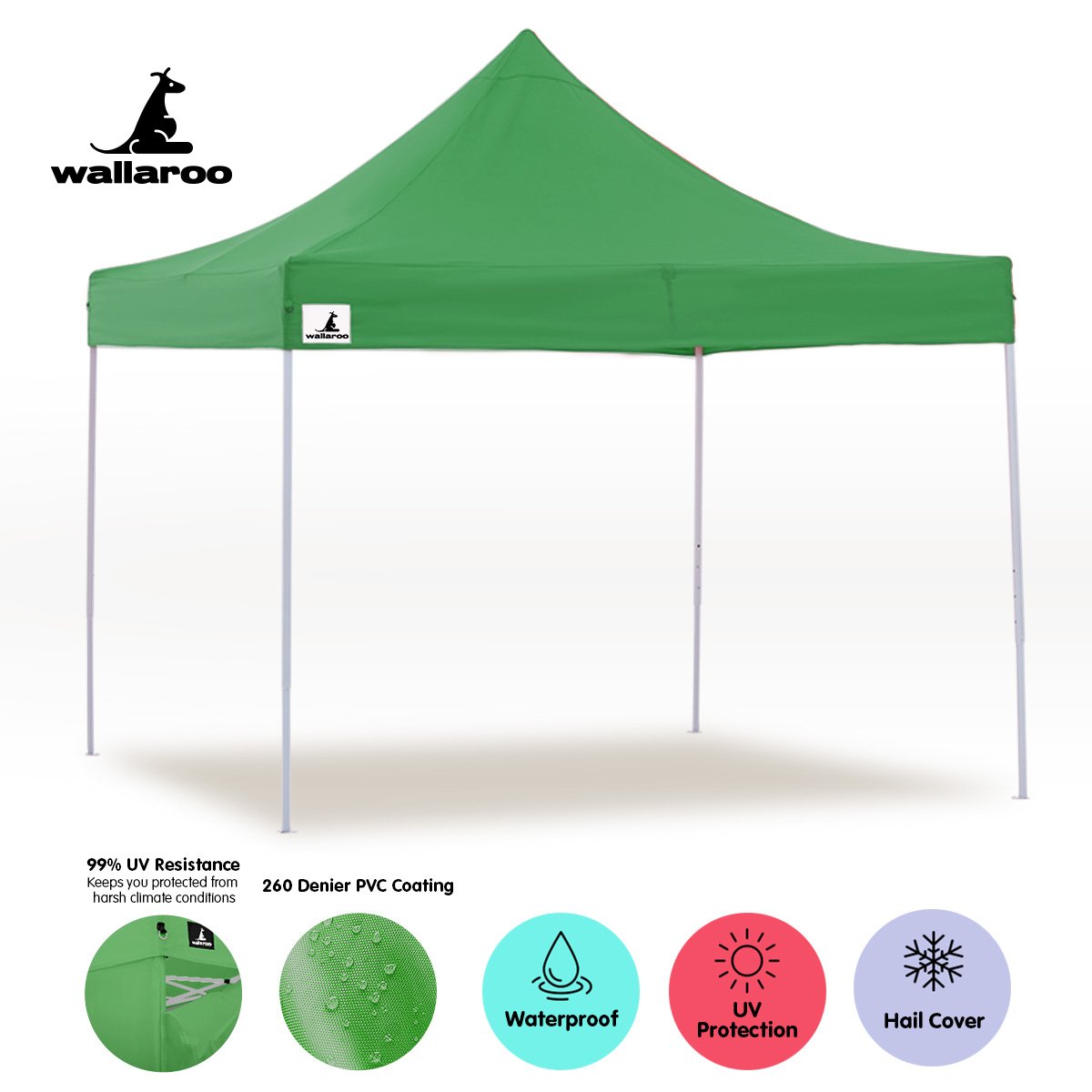 Wallaroo Gazebo Tent Marquee 3x3 Popup Outdoor - Green Wallaroo