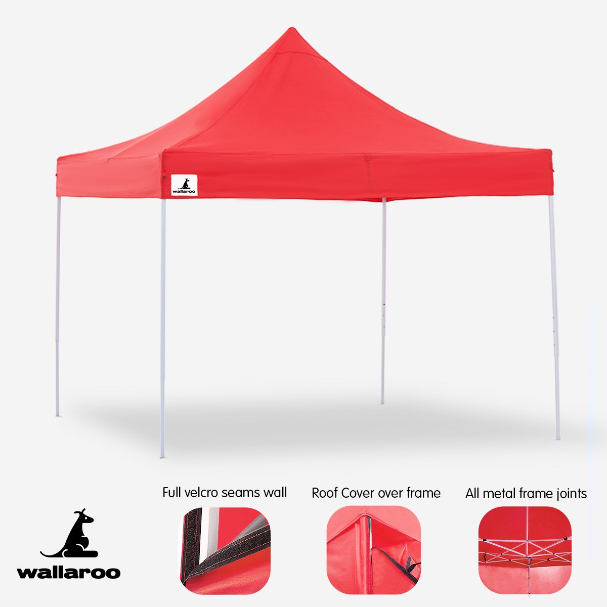 Wallaroo Gazebo Tent Marquee 3x3 PopUp Outdoor  Red Wallaroo