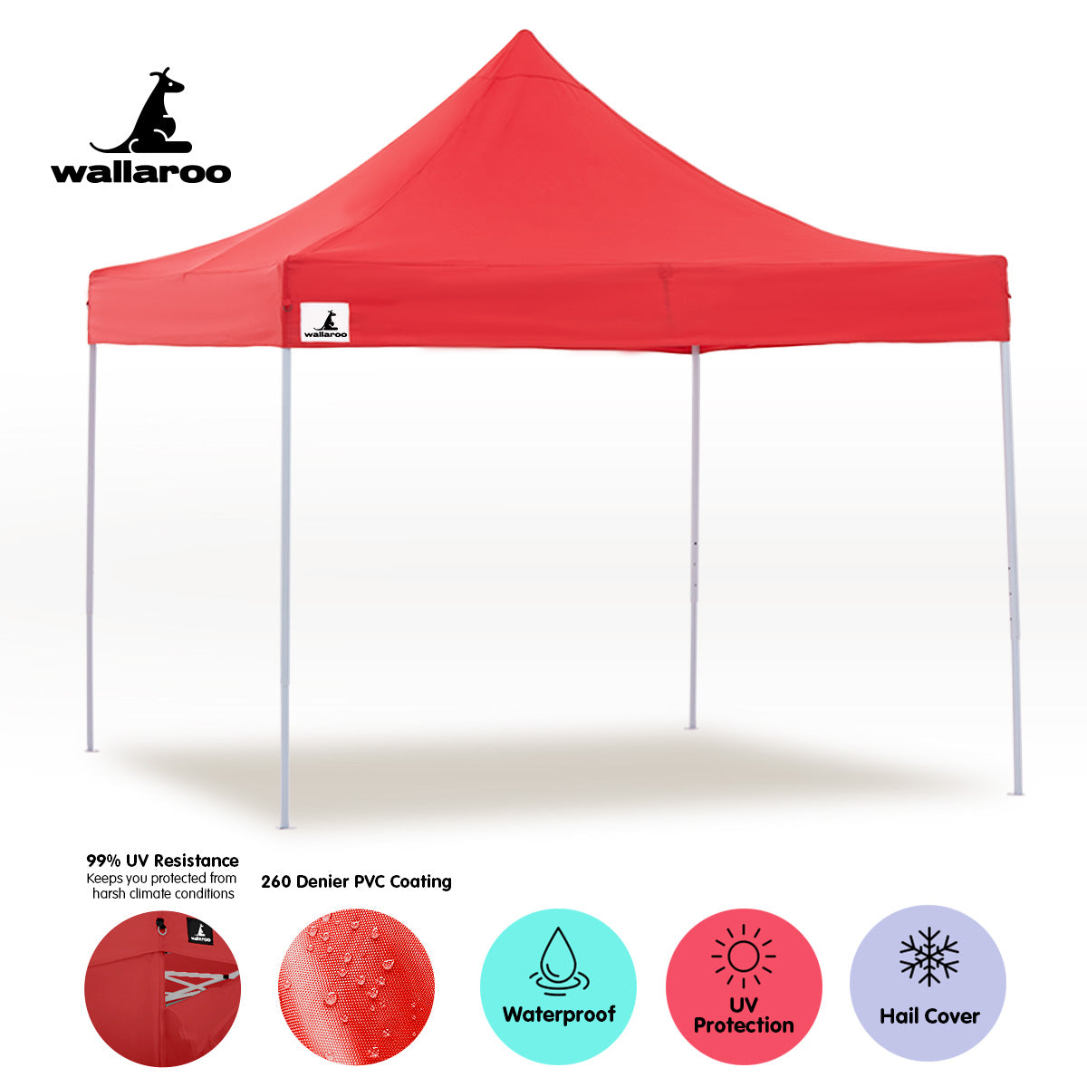Wallaroo Gazebo Tent Marquee 3x3 PopUp Outdoor  Red Wallaroo