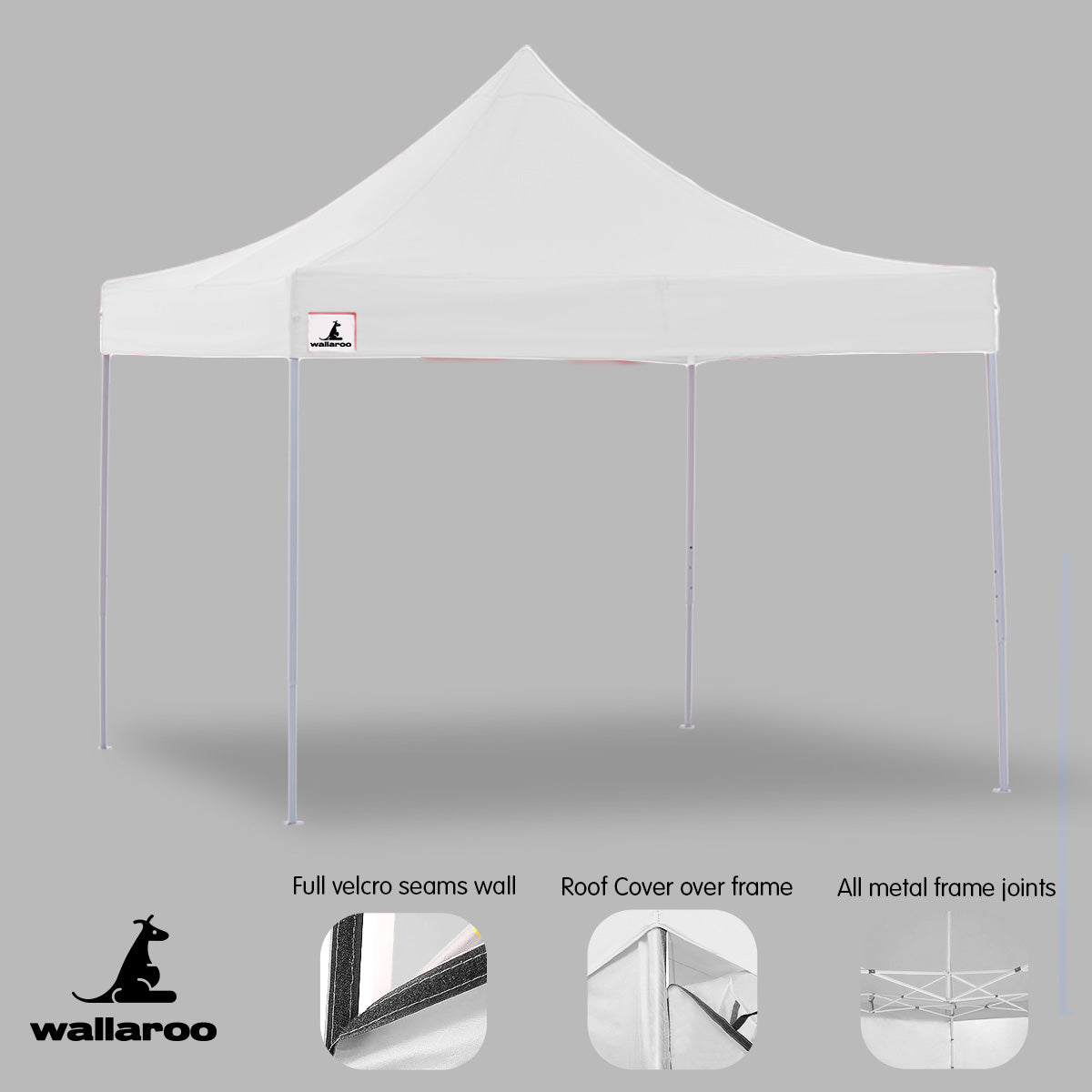 Wallaroo Gazebo Tent Marquee 3x3 PopUp Outdoor Wallaroo White Wallaroo
