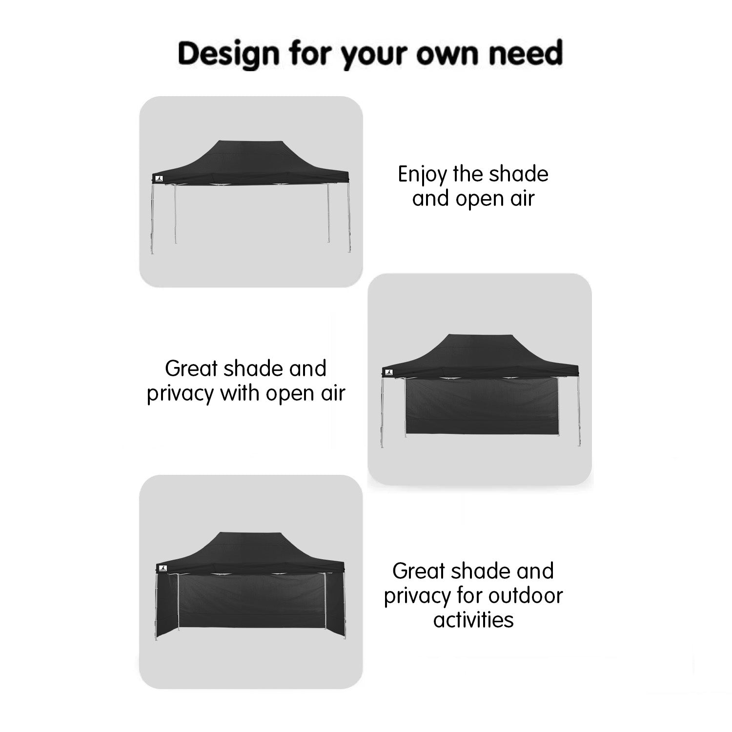 Wallaroo Gazebo Tent Marquee 3x4.5m PopUp Outdoor Black Wallaroo