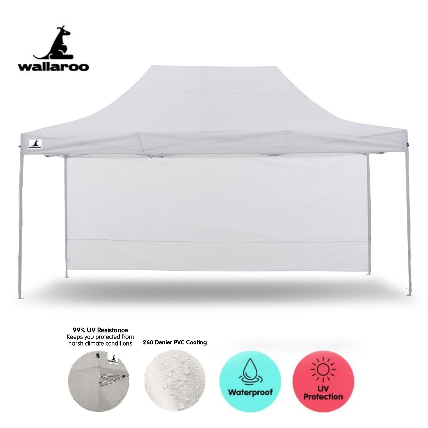 Wallaroo Gazebo Tent Marquee 3x4.5m PopUp Outdoor White Wallaroo