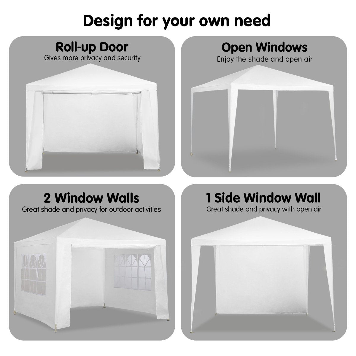 Wallaroo 3x3m Outdoor Party Wedding Event Gazebo Tent - White Wallaroo