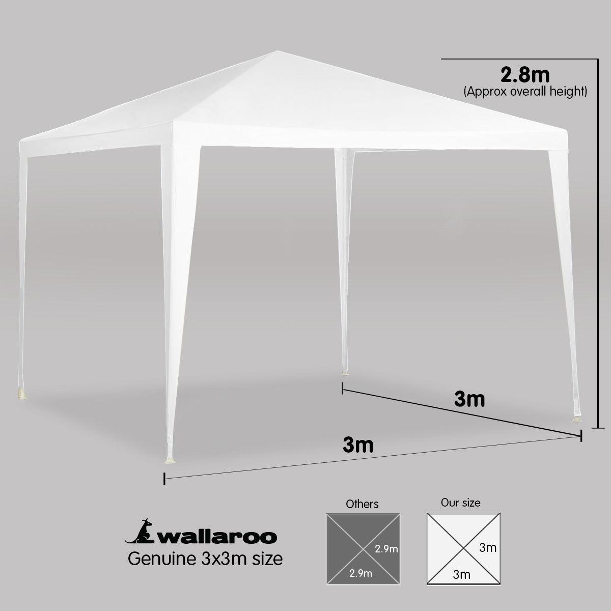 Wallaroo 3x3m Outdoor Party Wedding Event Gazebo Tent - White Wallaroo