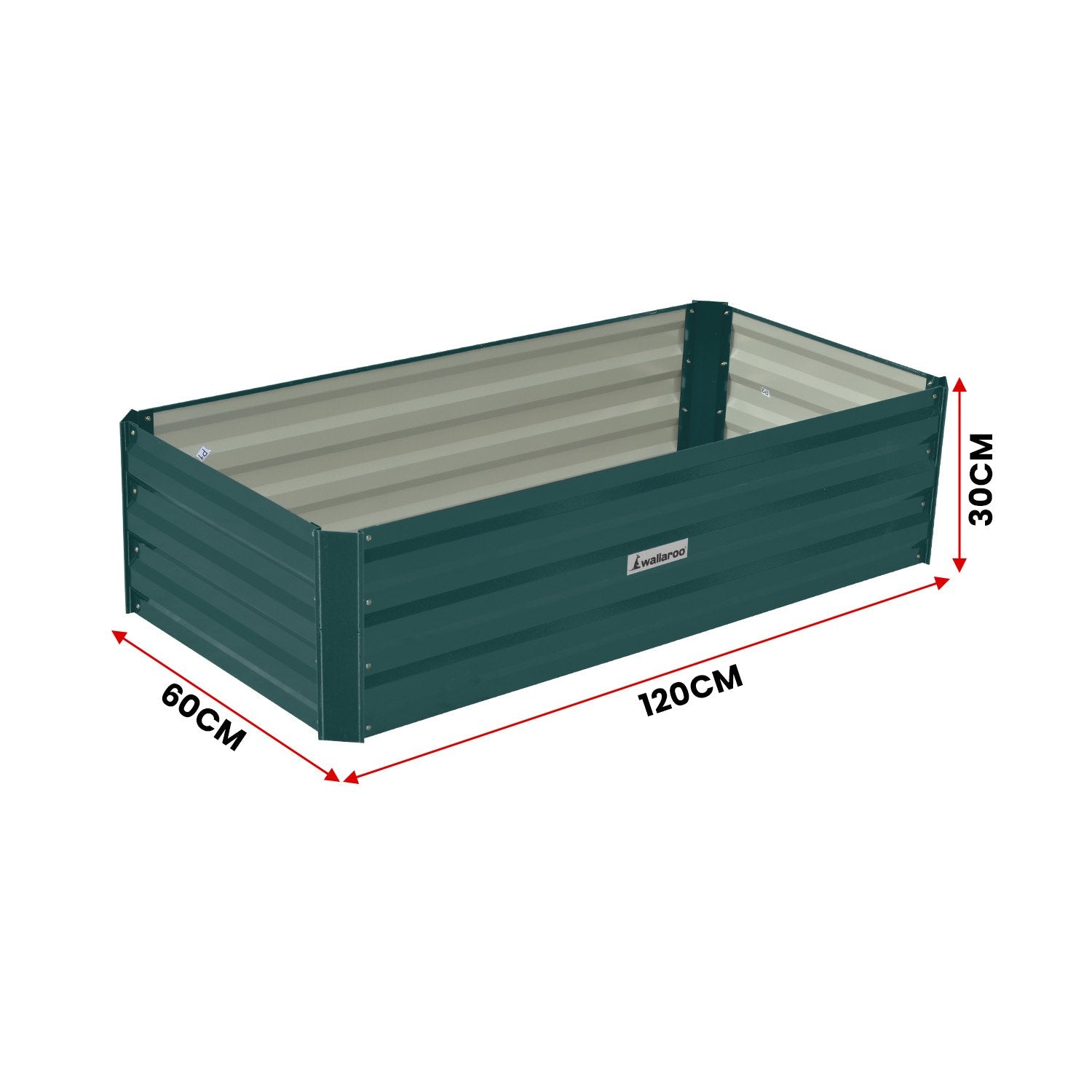 Wallaroo Garden Bed 120 x 60 x 30cm Galvanized Steel - Green Wallaroo