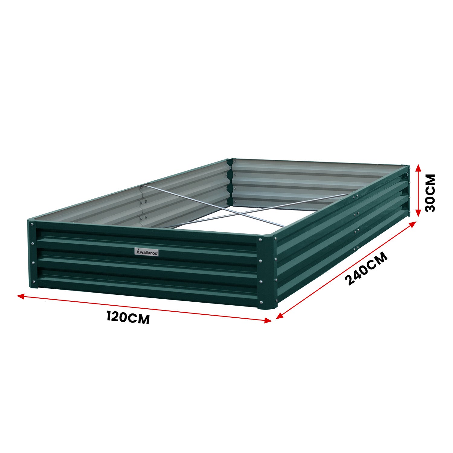 Wallaroo Garden Bed 240 x 120 x 30cm Galvanized Steel - Green Wallaroo