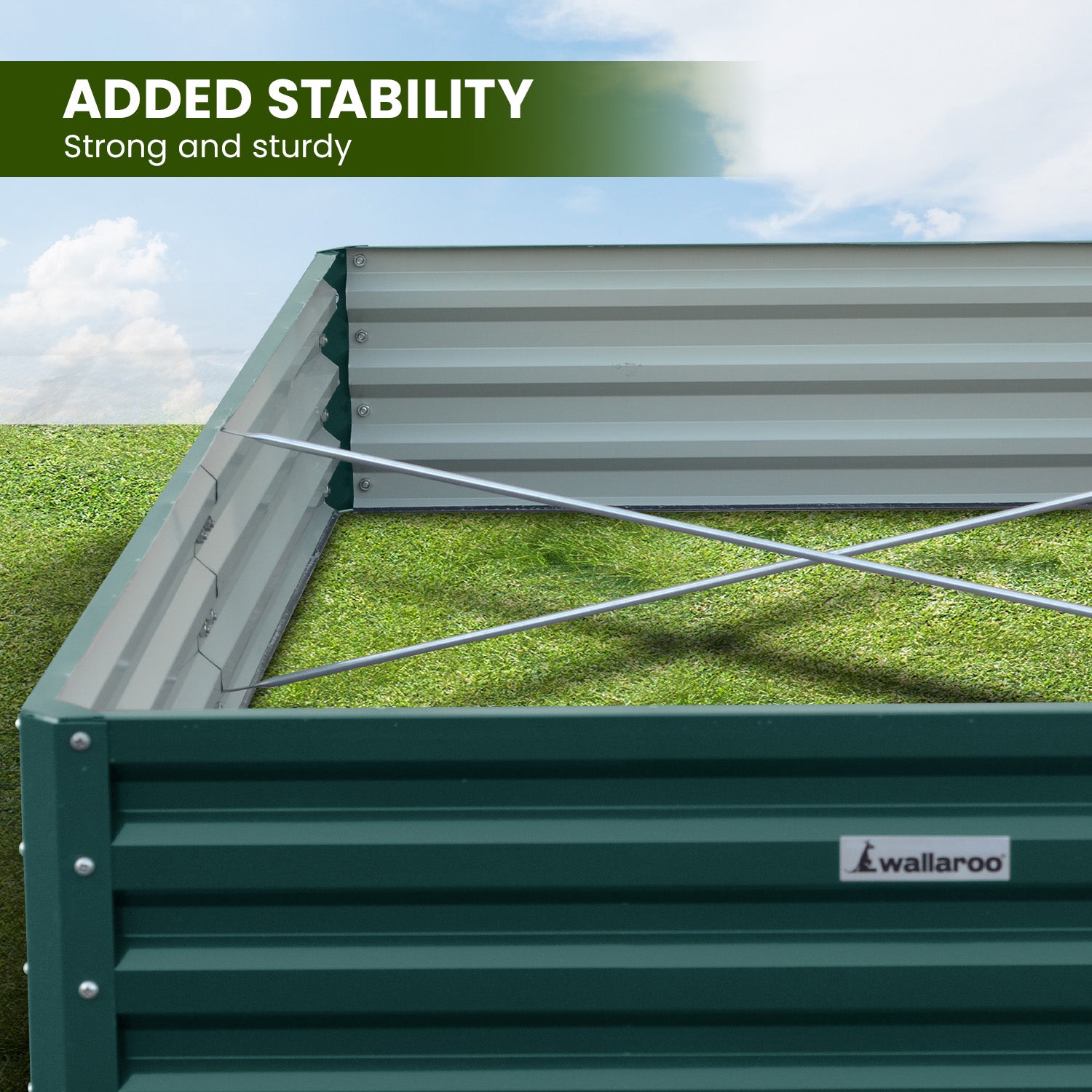 Wallaroo Garden Bed 240 x 120 x 30cm Galvanized Steel - Green Wallaroo