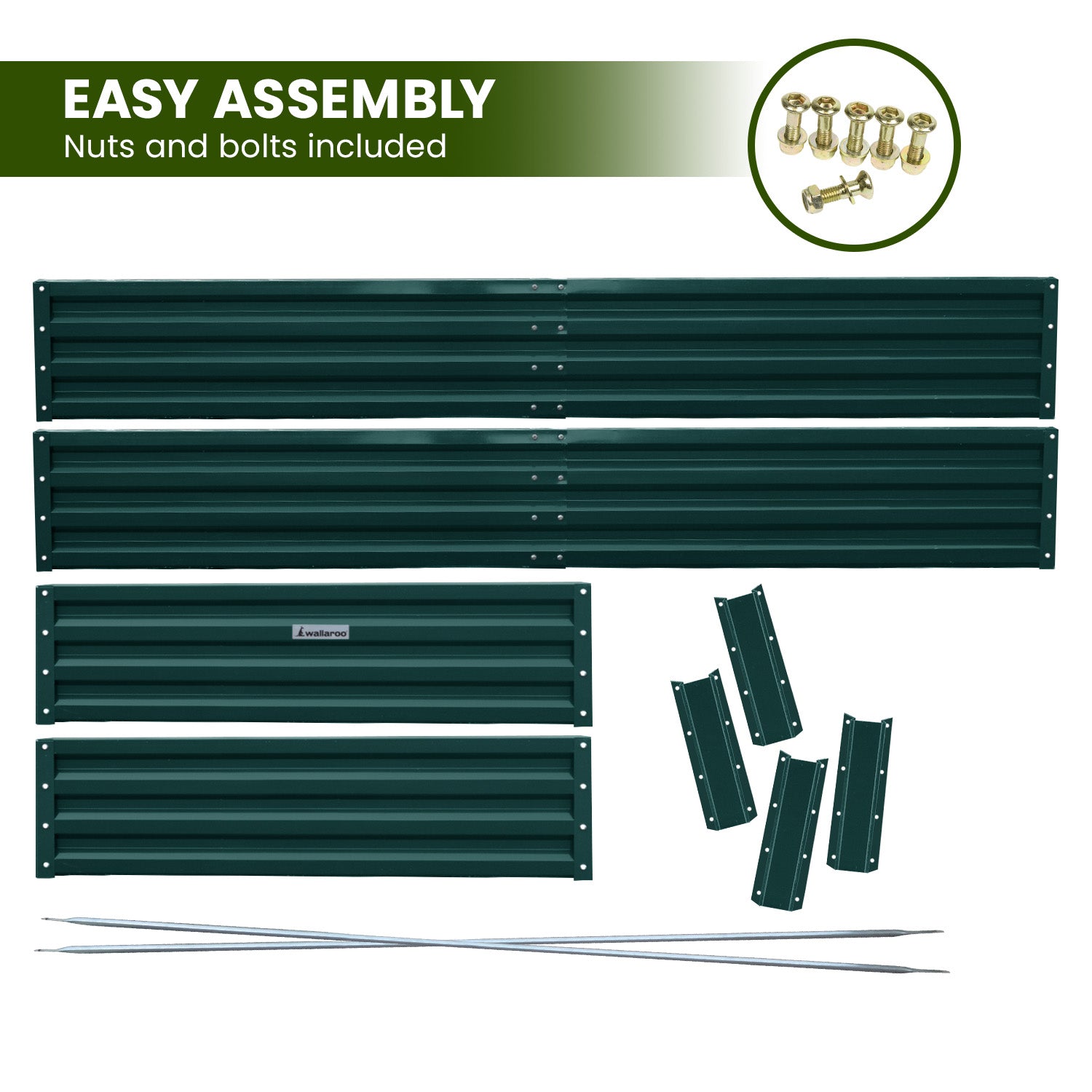 Wallaroo Garden Bed 240 x 120 x 30cm Galvanized Steel - Green Wallaroo