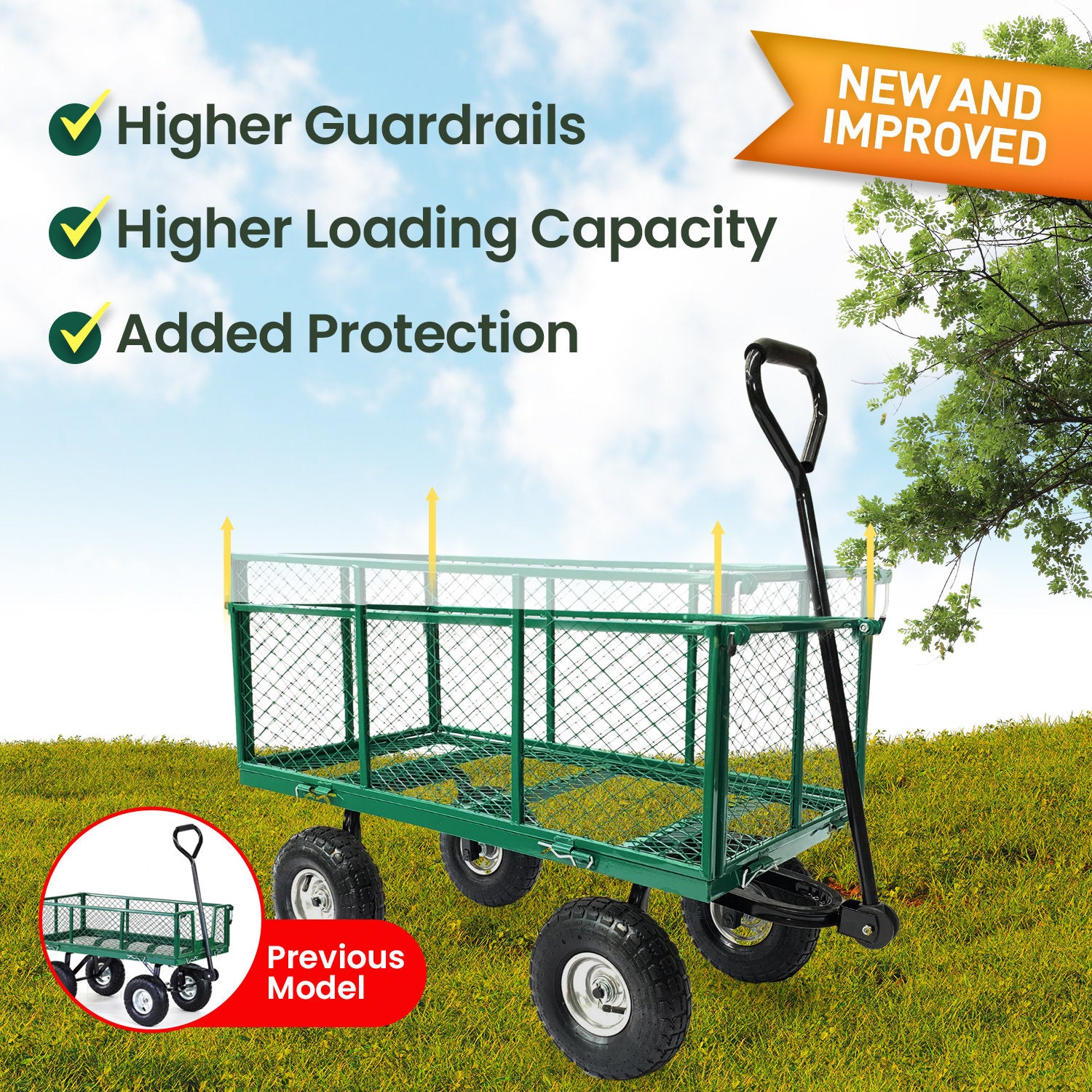 Wallaroo Steel Mesh Garden Trolley Cart - Green Wallaroo