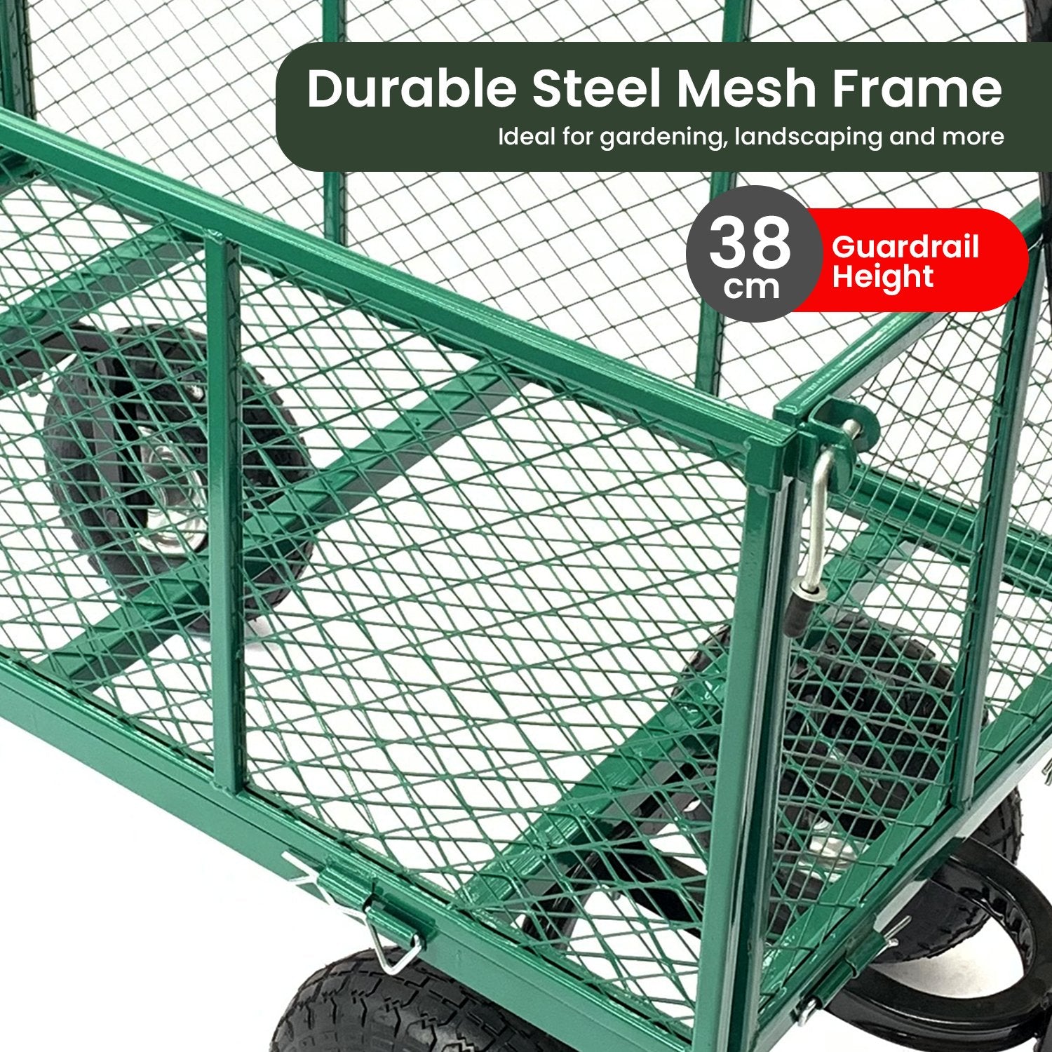 Wallaroo Steel Mesh Garden Trolley Cart - Green Wallaroo
