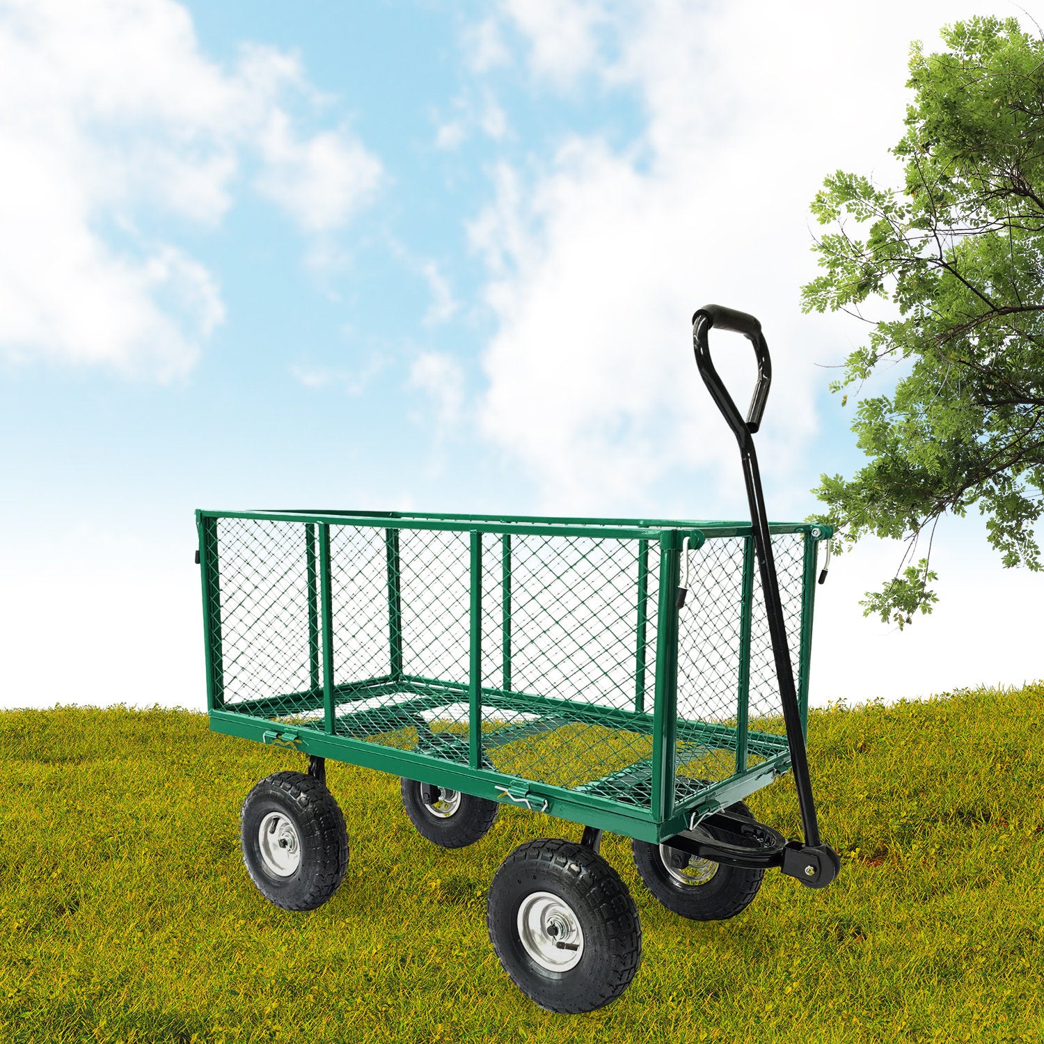 Wallaroo Steel Mesh Garden Trolley Cart - Green Wallaroo
