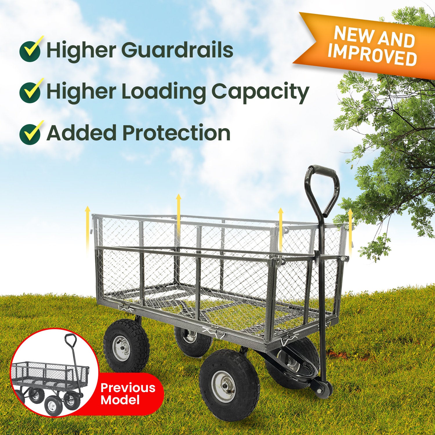 Wallaroo Steel Mesh Garden Trolley Cart - Hammer Grey Wallaroo