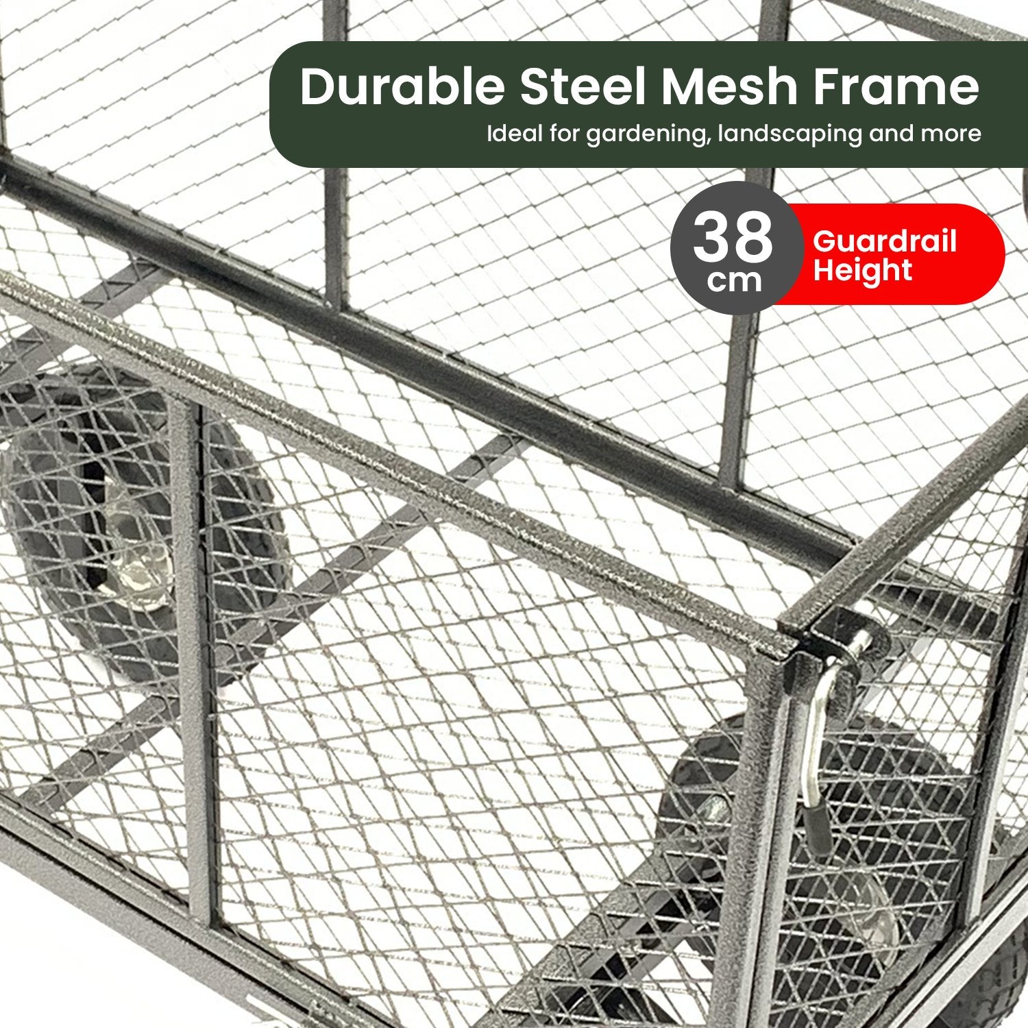 Wallaroo Steel Mesh Garden Trolley Cart - Hammer Grey Wallaroo