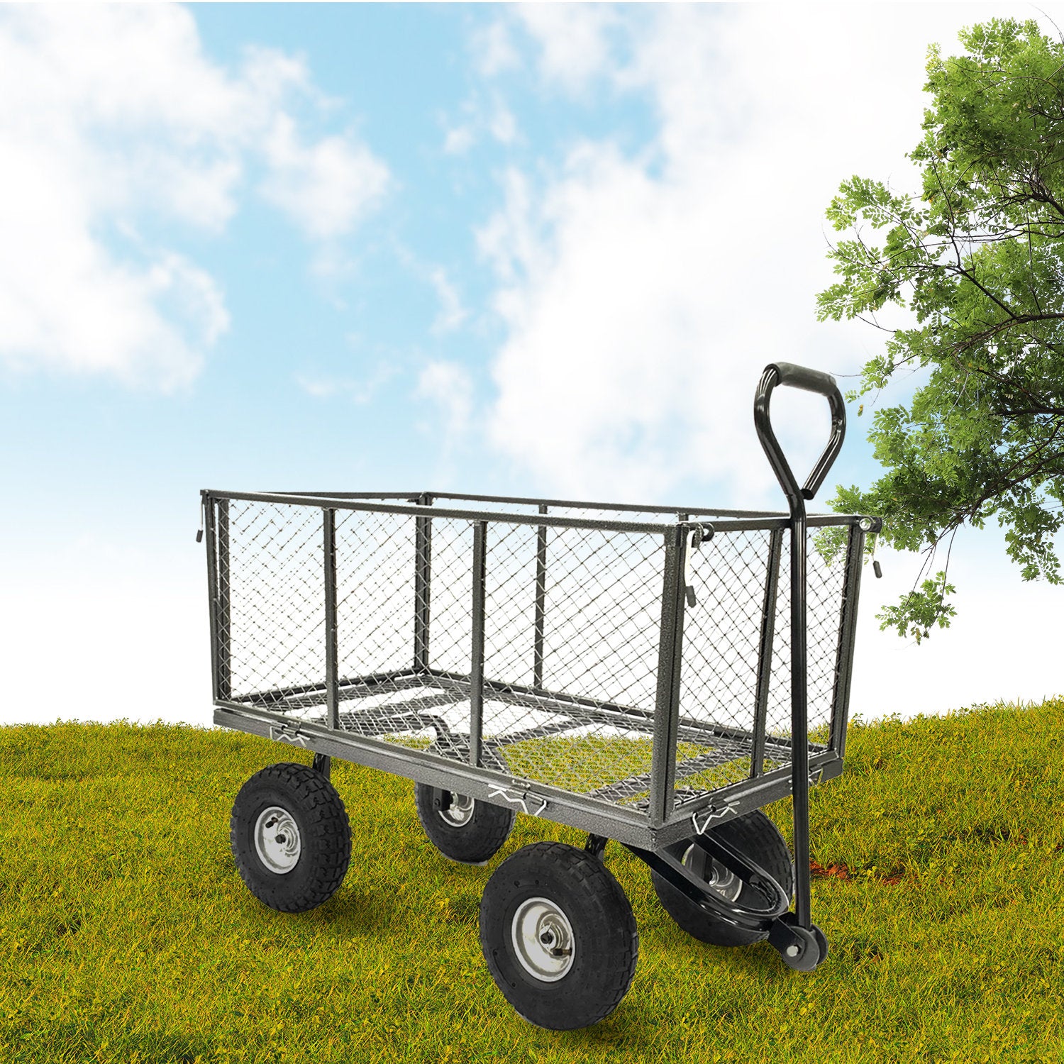 Wallaroo Steel Mesh Garden Trolley Cart - Hammer Grey Wallaroo