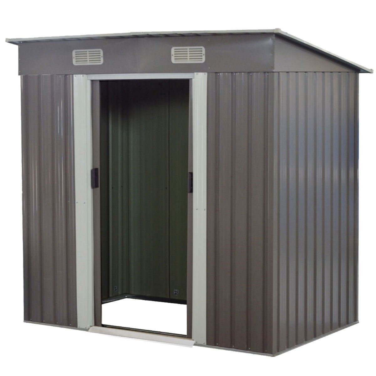 Wallaroo 4ft x 8ft Garden Shed with Base Flat Roof Outdoor Storage - Grey Wallaroo