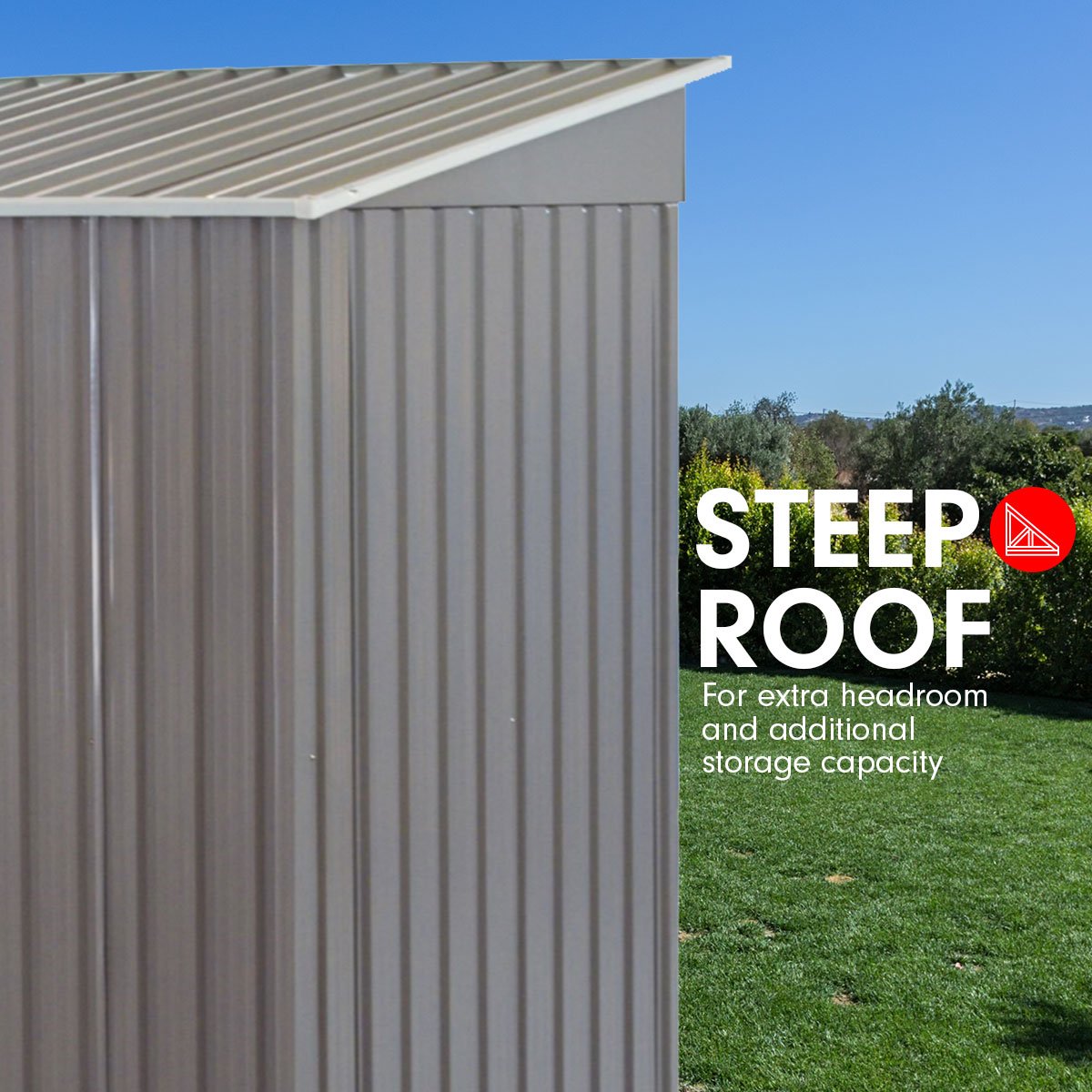 Wallaroo 4ft x 8ft Garden Shed with Base Flat Roof Outdoor Storage - Grey Wallaroo