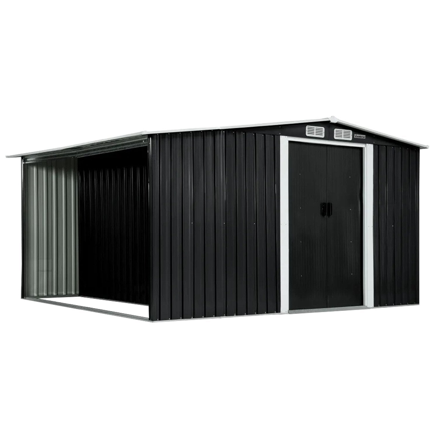 Wallaroo Garden Shed with Semi-Closed Storage 10*8FT - Black Wallaroo