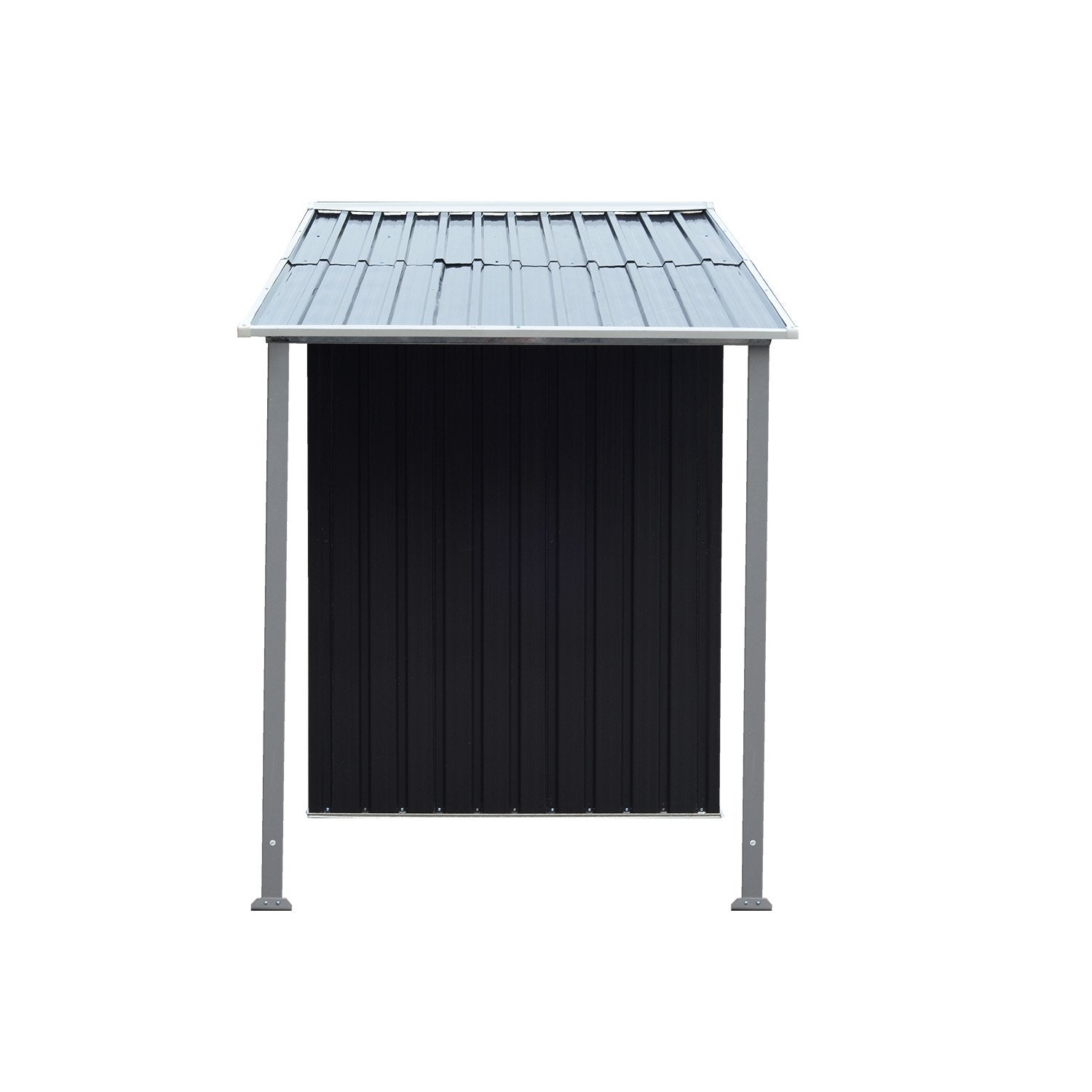 Wallaroo 4x8ft Zinc Steel Garden Shed with Open Storage - Black Wallaroo