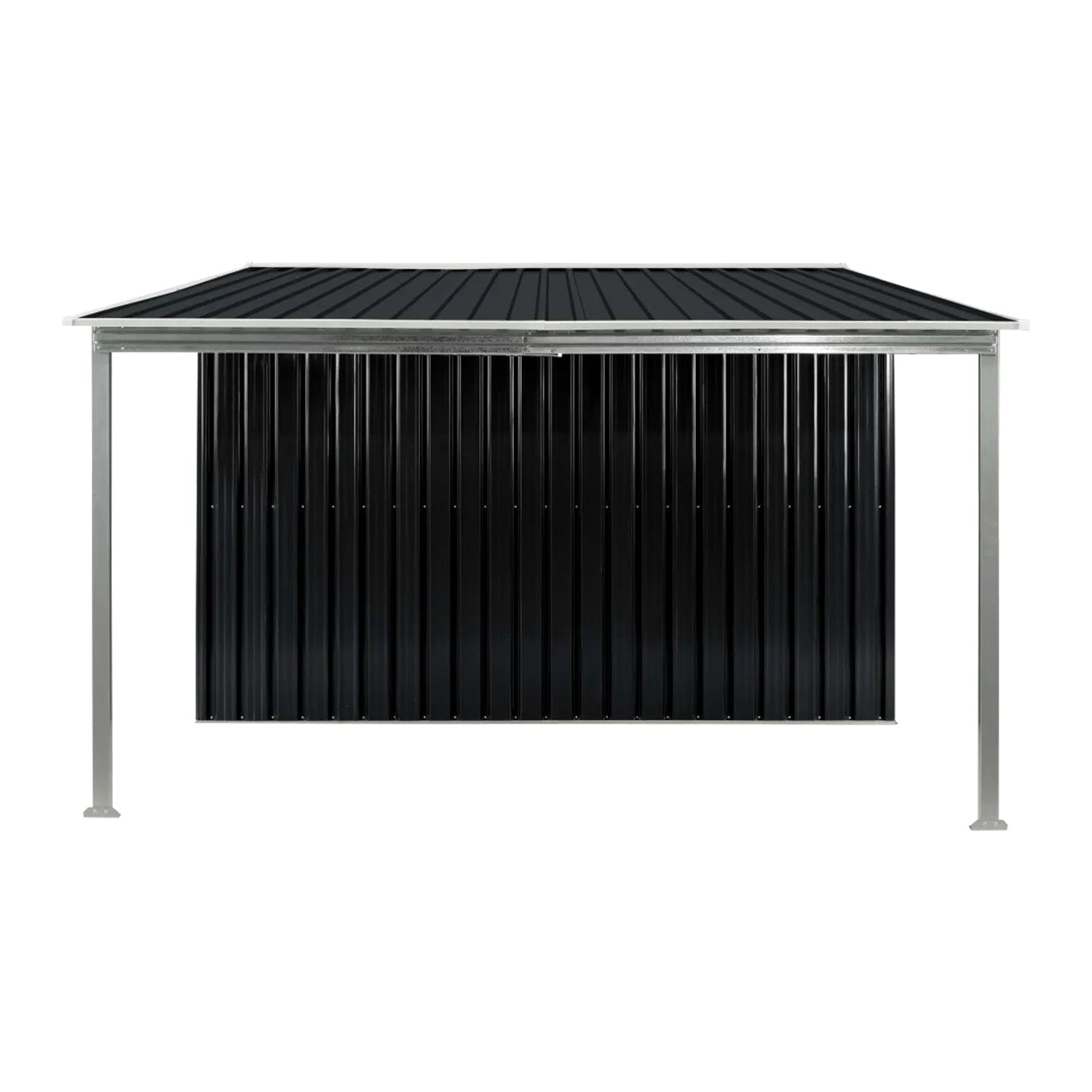 Wallaroo 6x8ft Zinc Steel Garden Shed with Open Storage - Black Wallaroo