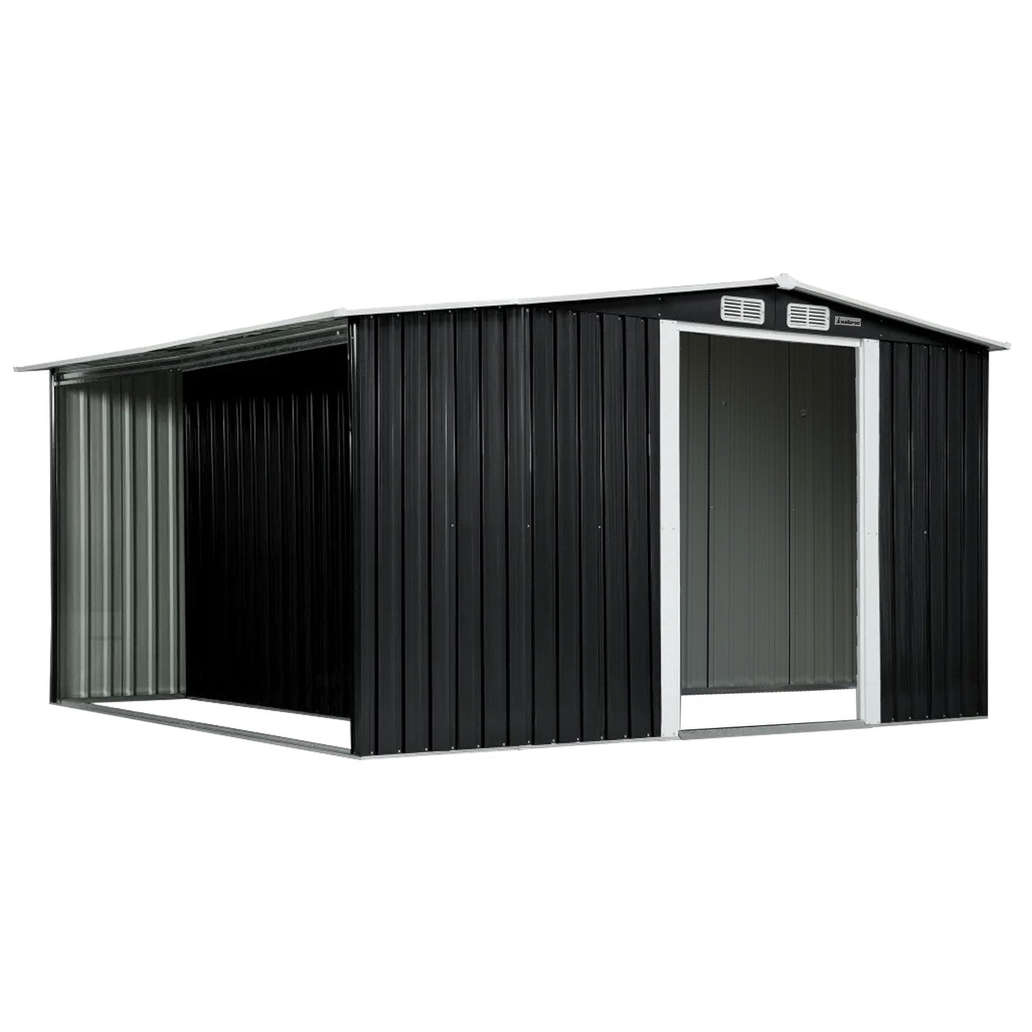 Wallaroo Garden Shed with Semi-Close Storage 6*8FT - Black Wallaroo