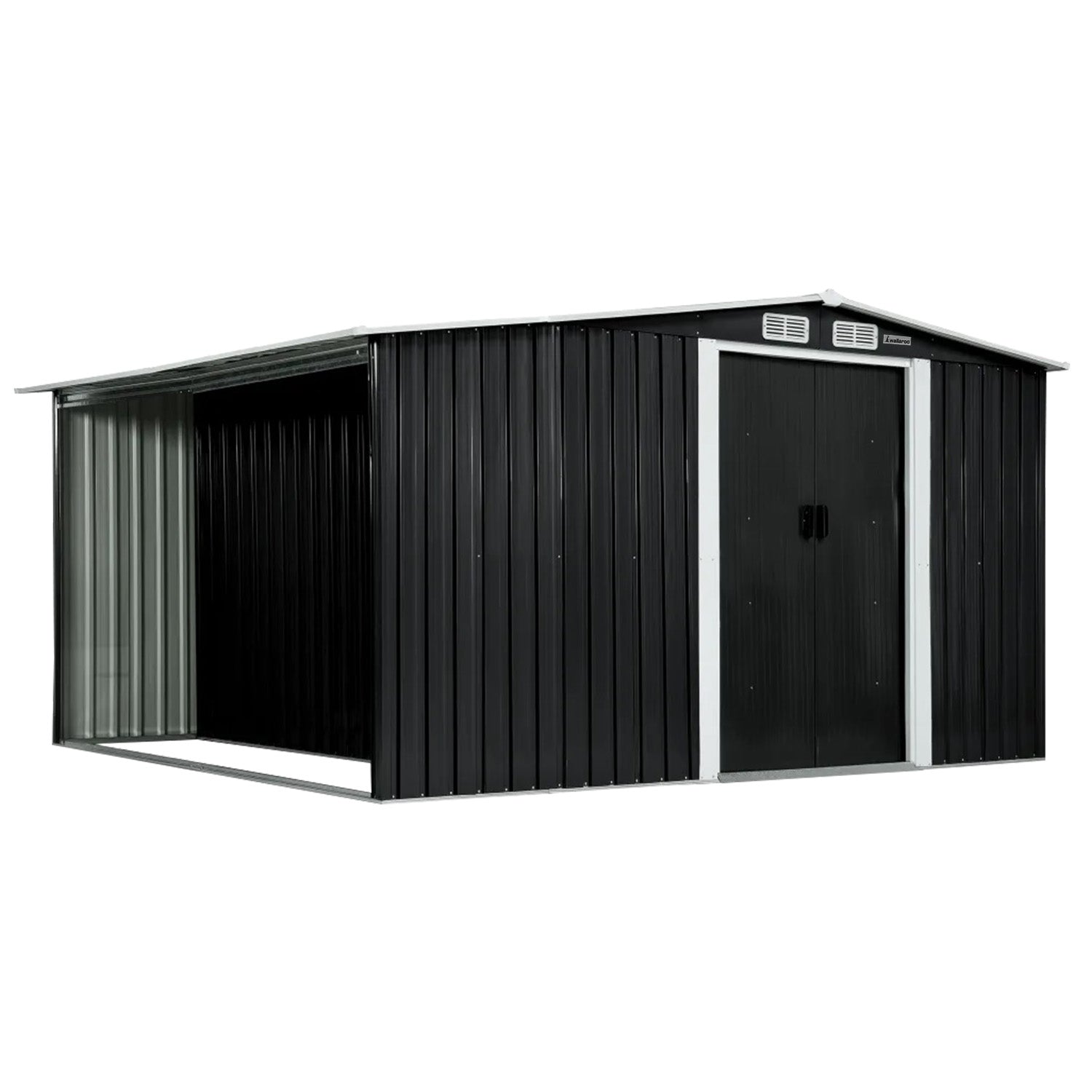 Wallaroo Garden Shed with Semi-Close Storage 6*8FT - Black Wallaroo
