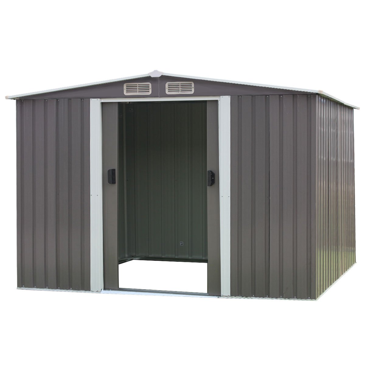 Wallaroo Garden Shed Spire Roof 8ft x 8ft Outdoor Storage Shelter - Grey Wallaroo