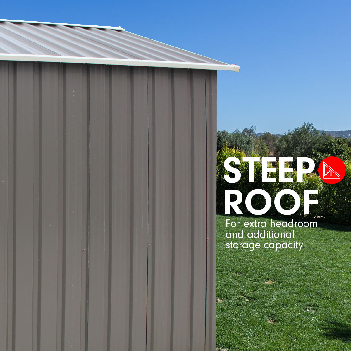 Wallaroo Garden Shed Spire Roof 8ft x 8ft Outdoor Storage Shelter - Grey Wallaroo