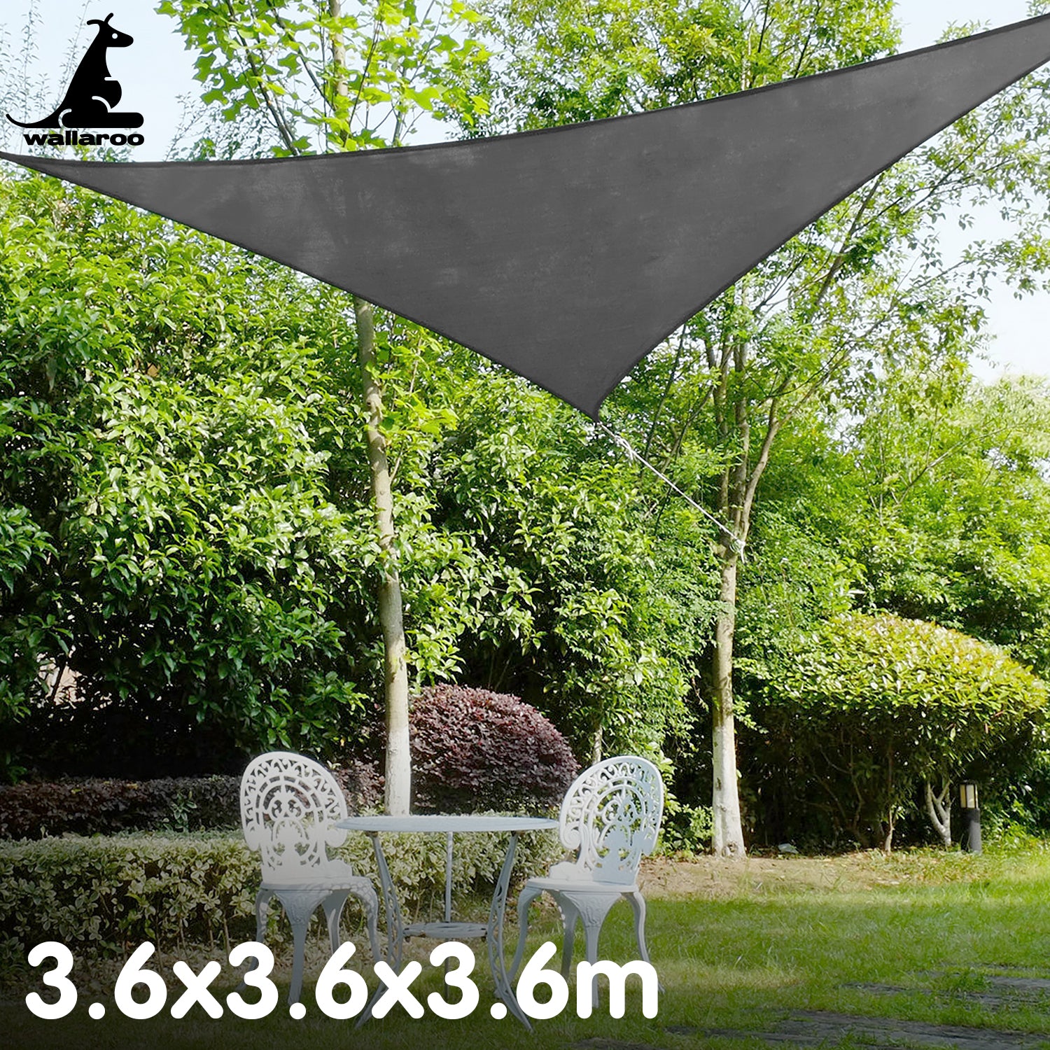 Wallaroo Triangle Shade Sail 3.6 x 3.6 x 3.6M - Grey Wallaroo